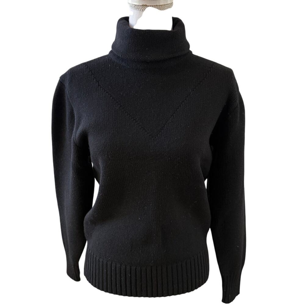 Vintage Bogner Feminine Wool Ski Sweater Turtleneck Black